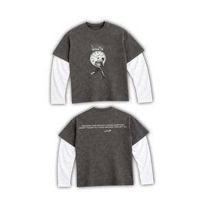 100% cotton T-shirt for men loose fit printed Mens double layer boxy <b>tshirt</b> 240GSM cotton blend white black sleeve graphic print - Product Image 2