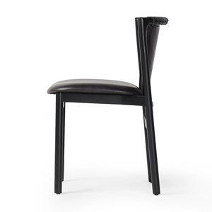 Black Wood Dining Chair with Artificial PU Leather Seat Modern Cafe Restaurant Hotel <b>Furniture</b> - Product Image 4