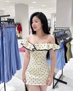 Vestido Mini con Hombros Descubiertos y Estampado de Lunares OEM ODM para Mujer, Ropa Casual de Verano - Product Image 6