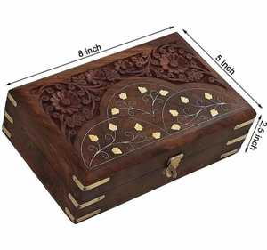 Ractangle Wooden hand curved Jewelry Box - Product Image 4