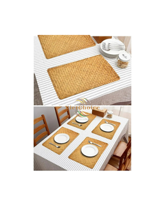 Vietchoice Style Rectangular Woven Bamboo Eco-Friendly Reversible <b>Placemats</b> Farmhouse Rustic Coasters Wipeable Table Pads - Product Image 4