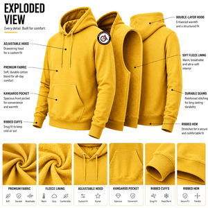 Sudadera con Capucha de Forro Polar Amarillo para Hombre, Marca Greek Apparels, Corte Regular, Color Sólido, Diseño con Bolsillos, Ropa Casual de Invierno, 300g, Transpirable - Product Image 5