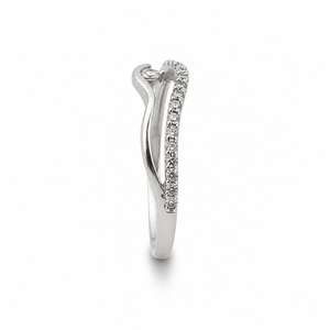 925 Sterling <b>Silver</b> Women's Curved Wave <b>Solitaire</b> <b>Ring</b> with Cubic Zirconia Minimalist Elegant High Polish Finish Daily Wear Wedd - Product Image 3