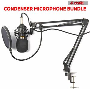 Ensemble de microphone à condensateur doré professionnel pour studio, bras articulé réglable, support, antichoc, filtre anti-pop, carte son USB externe - Product Image 2