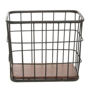 Household <b>Large</b> Black Metal Wire Storage Organizer <b>Basket</b> With Sleek Copper Handles For Kitchen And Bathroom Organization - Product Image 1