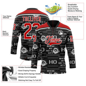Teams Ice Hockey Jersey Custom Name Number V-Neck Three Quarter Sleeve Breathable Polyester Adult Unisex Apparel - Product Image 5
