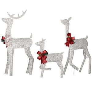 3-Piece Weather-Proof Lighted Christmas Reindeer Family Set 2D Outdoor Decorations 3 Christmas Ornaments Elegant Holiday - Product Image 5