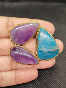 Gemstone with brass for jewelry ring making, natural stone jewelry parts for create unique design. - Product Image 4