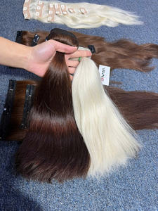 Extensions de cheveux à clipser, cheveux raides naturels, au prix d'usine # Couleurs PLA02 et marron, expédition mondiale disponible - Product Image 3