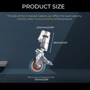Ensemble de roulettes pivotantes robustes, capacité de charge de 100 kg, roues en caoutchouc PP avec frein pour trépied photo et vidéo - Product Image 2