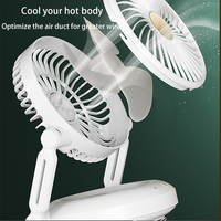 Ventilateur de table pliable à tête oscillante automatique rechargeable avec lumière LED électrique, autonomie de 9 heures, pour la maison et le bureau