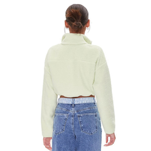 Women's Solid Color Comfortable Women Crop Top <b>Hoodies</b> Long Sleeve Lightweight Cotton Crop Top Hoodie for Women and <b>Workout</b> - Product Image 6