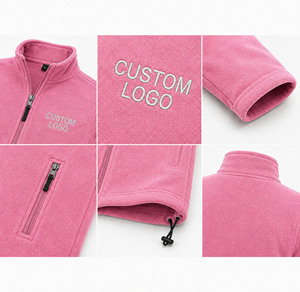Chaqueta de Forro Polar Rosa para Hombre, con Cierre Completo, Cuello Alto, Logotipo Personalizado en la Parte Delantera, Ropa Casual de Invierno Cálida, Forro de Algodón, Bordado, Tejido de Punto - Product Image 5