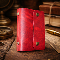 Carnet de notes vintage rouge imprimé en cuir véritable fait main à trois anneaux, rechargeable, ligné/non ligné, imprimé UV