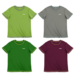 Camiseta deportiva con ribete de contraste personalizada, camiseta de gimnasio transpirable de secado rápido de poliéster OEM ODM para hombres - Product Image 2