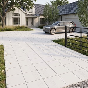 Dalles de stationnement vitrifiées Mono Bianco 400x400mm, finition perforée, 12mm, haute résistance, antidérapantes, pour extérieur, allée, jardin, passerelle - Product Image 5