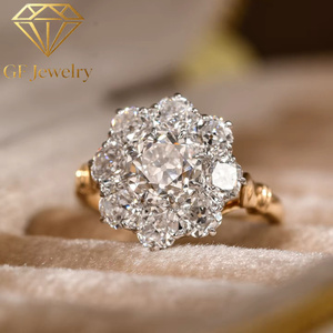 Bague réplique antique édouardienne en or rose 18 carats, sertie de diamants de laboratoire de type « Old Mine » européens anciens, style rétro, bague statement esthétique - Product Image 1