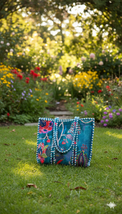 Couverture matelassée en velours turquoise réversible, style bohème vintage, doublure en toile, fermeture éclair, légère, extra large, pour femme - Product Image 2