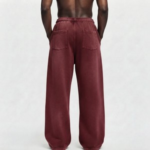 Pantalon de survêtement vintage délavé pour homme, coupe droite, coupe décontractée, logo personnalisé, molleton de coton épais, cordon de serrage, pantalon décontracté pour la détente - Product Image 2