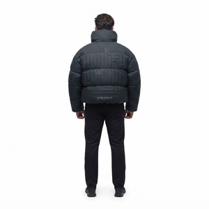 Men's <b>Cropped</b> Winter Stand Windproof Custom OEM ODM Welded <b>Puffer</b> <b>Jacket</b> Zippered Closure Matte Nylon Cotton Blend Detachable - Product Image 2