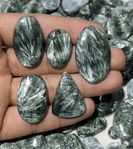 2026 Handmade Smooth Natural Seraphinite Loose Cabochons Mixed Shape and Sizes for Healing Jewelry All Sizes Included - Product Image 5