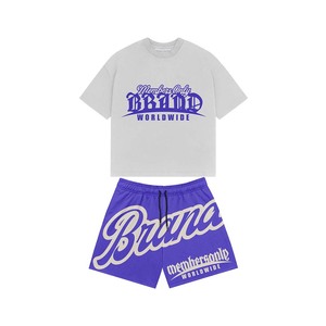 280 GSM Premium Cotton Polyester Women T Shirt And Short <b>Set</b> Black Puff Print DTG Logo 100% Cotton T shirt & Shorts - Product Image 3
