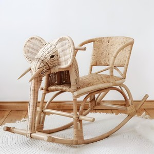 Elefante de roca de ratán hecho a mano para niños, juegos mecedores en elefantes animales de Vietnam - Product Image 3