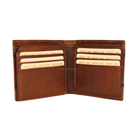 Dompet Lipat dua RFID pria, kulit sapi asli ramping Premium, penutupan lipat panjang pendek dengan Logo kustom