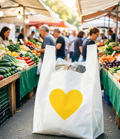 Sac biodégradable à soufflets latéraux avec valve, poignée longue, auto-adhésif