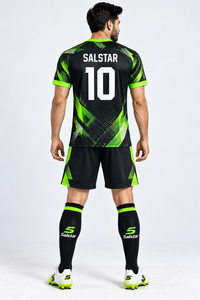 Maillot de football noir et vert, dernier imprimé géométrique, manches courtes, col rond, coupe athlétique pour homme, toutes saisons, logos de club sublimés - Product Image 4