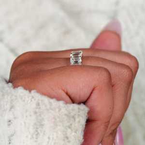 Luxury <b>Stacking</b> Band Emerald Cut Diamond Seven Stone <b>Ring</b> For Unisex Lab Grown 14K Solid Gold Fine Surprise Gift For Girlfriends - Product Image 4