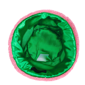 AKA Pink Sherpa Beanie Hat Pink Fleece <b>Winter</b> <b>Cap</b> with Green Embroidered Letters Soft Warm Roll Cuff Beanie for Women Men - Product Image 5
