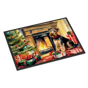 Welsh Terrier Cozy Christmas Paillasson Antidérapant Lavable Low Pile 24H X 36W Intérieur Extérieur Tapis d'Entrée pour Porte d'Entrée - Product Image 1