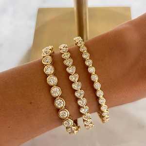 Round Cut Lab Grown Diamond Tennis Bangle Bezel Set 56 x 46mm 6.25 Length <b>Cuff</b> <b>Bracelet</b> Wholesale 14k 18k Solid Gold Manufacture - Product Image 5