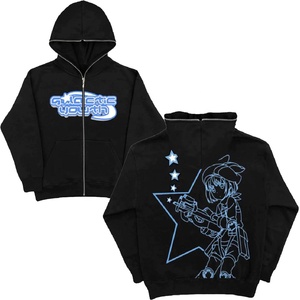 Econex Sports OEM Personnalisé pour broderie de strass, col zippé réfléchissant, sweat à capuche intégral noir uni, surdimensionné, pour l'hiver - Product Image 1