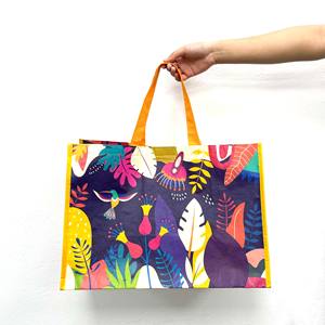 Promotional Custom Plastic RPET <b>Bag</b> Shopping <b>Bag</b> Recylcled Zipper Recycled Gift <b>Bags</b> Vietnam Non Woven PP Webbing Handles - Product Image 1