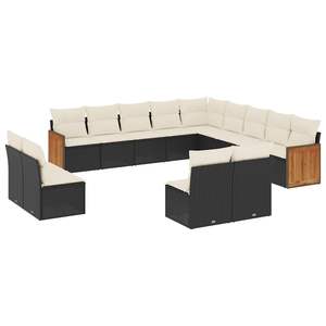 Conjunto de Sofás de Jardín en Blanco Crema y Negro - Product Image 2
