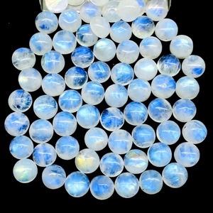 Lot de pierres précieuses en vrac de pierre de lune arc-en-ciel naturelle ronde de 9 mm, cabochon, effet bleu éclatant, prix de gros pour la fabrication de bijoux - Product Image 6