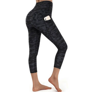 Nouveau design Legging Capri de sport pour femme, léger, taille haute, à compression, couleur unie - Product Image 3