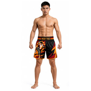 Pantalones Cortos de Muay Thai Unisex con Cordón en la Cintura, Transpirables, Resistentes al Viento e Impermeables, Hechos de Poliéster, con Bordado Personalizado - Product Image 3