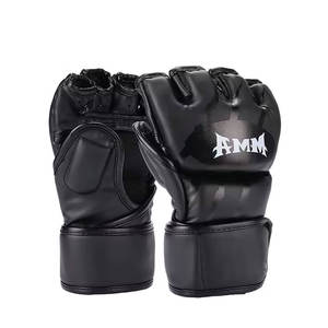 Gants d'entraînement MMA demi-doigts haut de gamme avec poignées et conception respirante pour la fermeture, idéaux pour les séances de gym et le sparring - Product Image 6