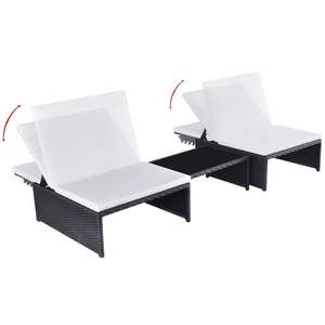 Ensemble de 3 canapés de jardin inclinables, coloris noir et blanc crème - Product Image 3