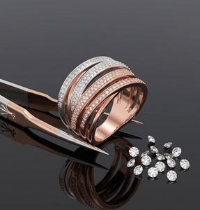 Anillo de Lujo para Mujer con Diamante Cultivado en Laboratorio, Corte Brillante, Oro Rosa de 14 Quilates, Chapado en Rodio Blanco |   Banda Cruzada Multicapa |   IGI - Product Image 2