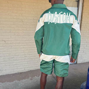 Conjunto de Chaqueta y Pantalones Cortos de Nailon Personalizados, Talla Estándar, Conjunto de 2 Piezas, Chaqueta Cortavientos de Nailon con Bloqueo de Color, Conjunto de Pantalones Cortos para Hombre - Product Image 3