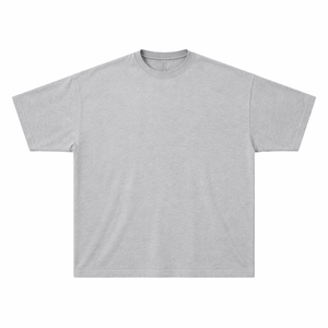 เสื้อยืดคอกลมสีเทาสำหรับผู้ชาย แขนสั้น ทรงปกติ ผ้าฝ้ายเจอร์ซีย์ 100% สีพื้น ดีไซน์คอกลม - Product Image 3