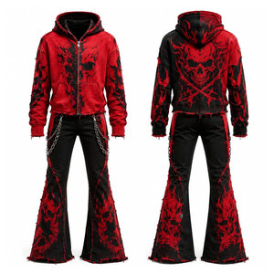 Printed Breathable <b>Tracksuit</b> Hooded Zipper Full Length Sweatshirt Pants Set <b>White</b> Black Design Regular Fit Winter Wear Two Piece - Product Image 6