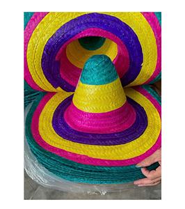 Mexican Straw Sombrero Hat Striped Embroidered Logos Wide Brim 50cm 60cm Summer <b>Fishing</b> Parties Restaurants Beach Celebrations - Product Image 3