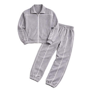 Ensemble de survêtement gris pour homme, veste zippée intégrale et pantalon de jogging, vêtements de sport décontractés, polyester respirant, vêtements d'automne - Product Image 3