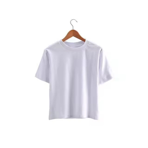 เสื้อยืดคอกลมแขนสั้นผู้หญิงแบบ OEM สั่งทำพิเศษ ผ้าฝ้าย 100% ทรงปกติ สวมใส่สบาย ผ้าเจอร์ซีย์ถัก สีพื้น ใส่ได้ทุกฤดู - Product Image 1