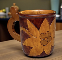 Tasse à poignée en bois brun rétro, artisanale, de qualité supérieure, naturelle, fabriquée à la main, passe au lave-vaisselle, pour le thé, la bière, les boissons chaudes, par Tayyab Handicraft